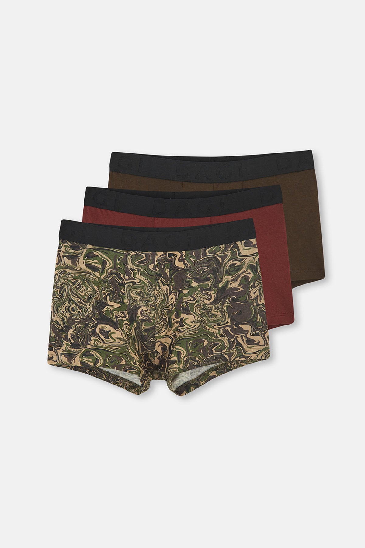 Kahverengi Jakar Lastik Pamuklu 3'lü Boxer